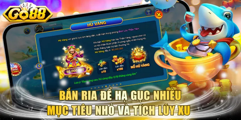 Bắn ria để hạ gục nhiều mục tiêu nhỏ và tích lũy xu